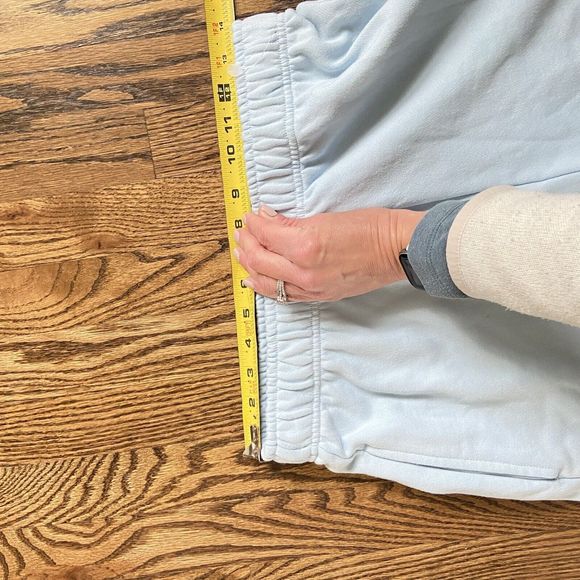 NWT NIA Mid Rise Terry Fleece Shorts Women Medium Sky Blue Elastic Drawstring - Picture 8 of 10